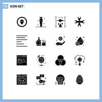 Solid Glyph Pack of 16 Universal Symbols of align tool veg options summer Editable Vector Design Elements