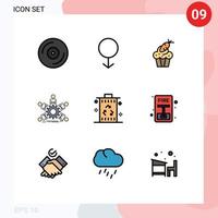 Universal Icon Symbols Group of 9 Modern Filledline Flat Colors of teamwork leadership cake group carrot Editable Vector Design Elements