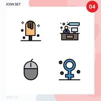 Set of 4 Vector Filledline Flat Colors on Grid for cold computers summer consulting gadget Editable Vector Design Elements