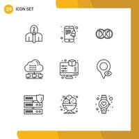 Stock Vector Icon Pack of 9 Line Signs and Symbols for cloud data coin computer man Editable Vector Design Elements