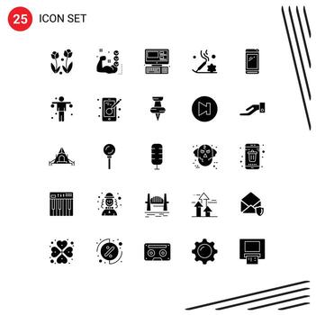 User Interface Pack of 25 Basic Solid Glyphs of relaxation beauty routine aromatherapy system Editable Vector Design Elements