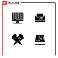 Solid Glyph Pack of 4 Universal Symbols of web social server dialog lights Editable Vector Design Elements