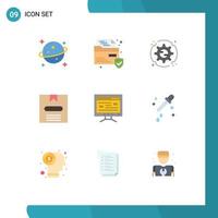 Modern Set of 9 Flat Colors and symbols such as education online setup computer e Editable Vector Design Elements