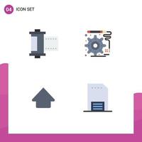 Pictogram Set of 4 Simple Flat Icons of camera upload roll engineering contact Editable Vector Design Elements