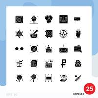 25 Thematic Vector Solid Glyphs and Editable Symbols of vehicle farmer color table layout Editable Vector Design Elements