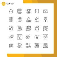 Universal Icon Symbols Group of 25 Modern Lines of mail chat web text case Editable Vector Design Elements