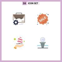 Set of 4 Modern UI Icons Symbols Signs for bag egg engineer label nature Editable Vector Design Elements