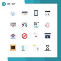 16 Thematic Vector Flat Colors and Editable Symbols of analytics service smart phone online chat Editable Pack of Creative Vector Design Elements