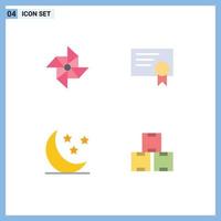 Pictogram Set of 4 Simple Flat Icons of spring industry certificate moon production Editable Vector Design Elements