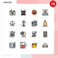 Flat Color Filled Line Pack of 16 Universal Symbols of team user business connect profile Editable Creative Vector Design Elements