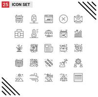 Set of 25 Modern UI Icons Symbols Signs for add media player web media www Editable Vector Design Elements