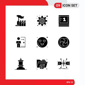 Modern Set of 9 Solid Glyphs and symbols such as layoff exit settings employee school Editable Vector Design Elements