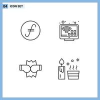 User Interface Pack of 4 Basic Filledline Flat Colors of fair coin fight crypto currency smart candle Editable Vector Design Elements