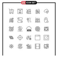 Group of 25 Lines Signs and Symbols for cloud education ink calculating office Editable Vector Design Elements