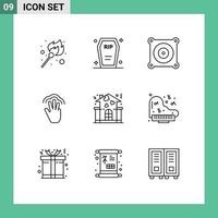 User Interface Pack of 9 Basic Outlines of family interface halloween hand fingers Editable Vector Design Elements