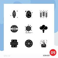 9 Universal Solid Glyph Signs Symbols of web security celebration internet gluten Editable Vector Design Elements