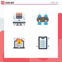 Pictogram Set of 4 Simple Flat Icons of computer real server table checklist Editable Vector Design Elements