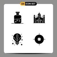 4 Universal Solid Glyphs Set for Web and Mobile Applications lab idea bottle dhaka knowledge Editable Vector Design Elements