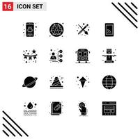 16 User Interface Solid Glyph Pack of modern Signs and Symbols of flag service brush wifi mobile Editable Vector Design Elements