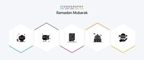 Ramadan 25 Glyph icon pack including moon. masjid. announcement. mosque. ramadhan vector