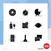 9 Thematic Vector Solid Glyphs and Editable Symbols of google pin carriage map drink Editable Vector Design Elements