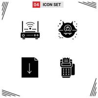 User Interface Pack of 4 Basic Solid Glyphs of router download internet cat card Editable Vector Design Elements