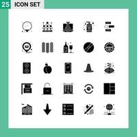 Pictogram Set of 25 Simple Solid Glyphs of spa drop organization marketing strategy Editable Vector Design Elements