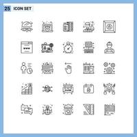 Pack of 25 Modern Lines Signs and Symbols for Web Print Media such as lock scientist pencil man scientist Editable Vector Design Elements