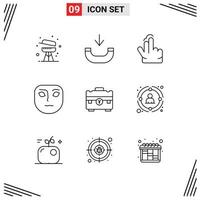 9 Outline concept for Websites Mobile and Apps handbag briefcase gesture bag face Editable Vector Design Elements