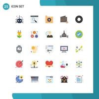 Group of 25 Modern Flat Colors Set for wallet commerce search add document Editable Vector Design Elements