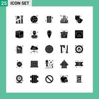 Pictogram Set of 25 Simple Solid Glyphs of persona acting computer office building Editable Vector Design Elements