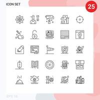 Set of 25 Modern UI Icons Symbols Signs for science of matter chemistry service chemical science creativity Editable Vector Design Elements