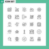 Line Pack of 25 Universal Symbols of biochemistry media direction digital content Editable Vector Design Elements