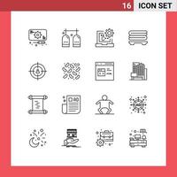 Universal Icon Symbols Group of 16 Modern Outlines of audience towels oxygen spa develop Editable Vector Design Elements