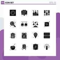 Universal Icon Symbols Group of 16 Modern Solid Glyphs of research molecular position idea sketching Editable Vector Design Elements