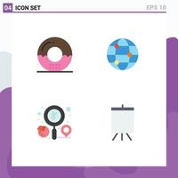 User Interface Pack of 4 Basic Flat Icons of cooking graph food travel search Editable Vector Design Elements