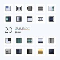 20 Layout Line Filled Color icon Pack like minimize wireframe layout grid scale vector