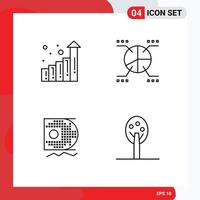 Pictogram Set of 4 Simple Filledline Flat Colors of graph data scince chart statistics nature Editable Vector Design Elements