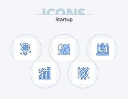 Startup Blue Icon Pack 5 Icon Design. launching. graph. generation. statistics. chart vector