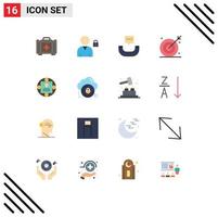 16 Thematic Vector Flat Colors and Editable Symbols of manager manager sms shooting target eye Editable Pack of Creative Vector Design Elements