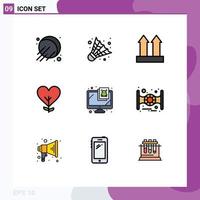 Pictogram Set of 9 Simple Filledline Flat Colors of security computer transport plant like Editable Vector Design Elements