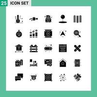 Set of 25 Modern UI Icons Symbols Signs for document pin astronomy coordinate message Editable Vector Design Elements