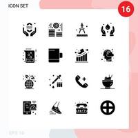 Modern Set of 16 Solid Glyphs and symbols such as love flask compass chemical environment Editable Vector Design Elements