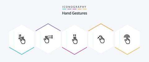 mano gestos 25 línea icono paquete incluso gestos tocar. dedos. pellizco. gestos vector