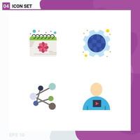 Set of 4 Commercial Flat Icons pack for calendar export spring gear share Editable Vector Design Elements