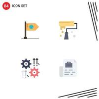 Group of 4 Flat Icons Signs and Symbols for success paint flag sign setting Editable Vector Design Elements