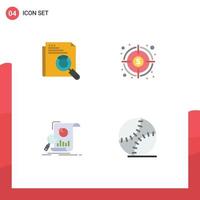 Group of 4 Modern Flat Icons Set for page target page search financial analytics Editable Vector Design Elements