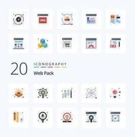 20 Web Pack Flat Color icon Pack like aim bulb browser coding web vector