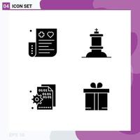 Set of 4 Commercial Solid Glyphs pack for bill codding expense figure page Editable Vector Design Elements