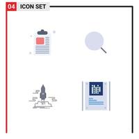Editable Vector Line Pack of 4 Simple Flat Icons of business app search max space Editable Vector Design Elements